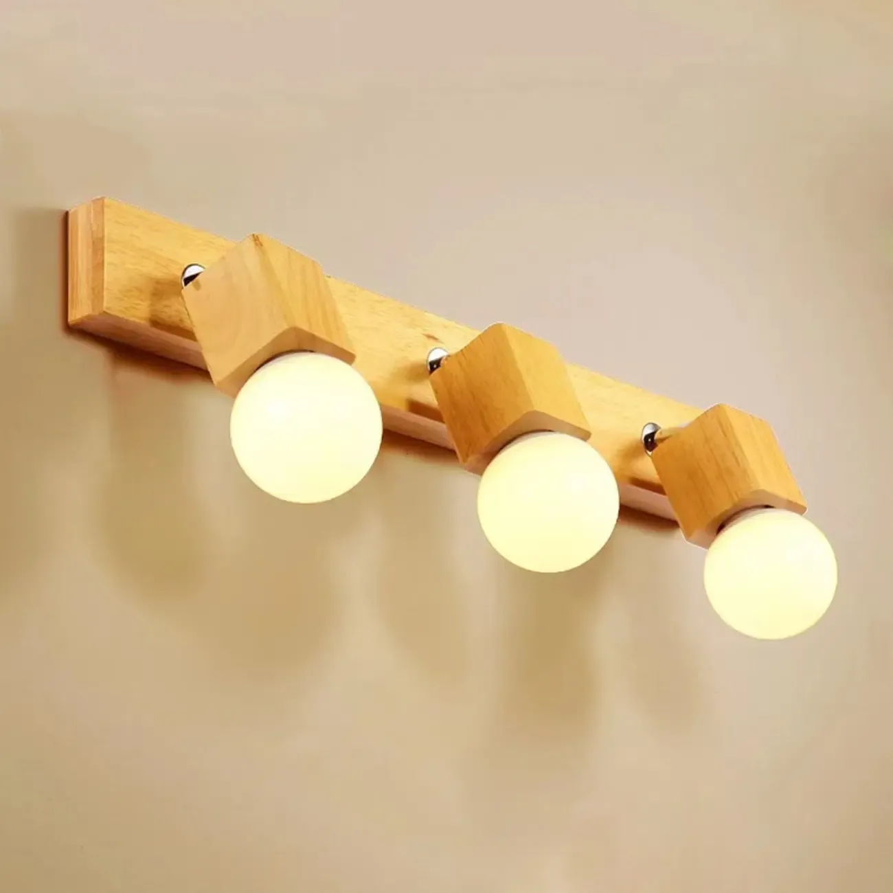 Modern Wooden Multi-Light Bathroom Vanity Light with Hardwired