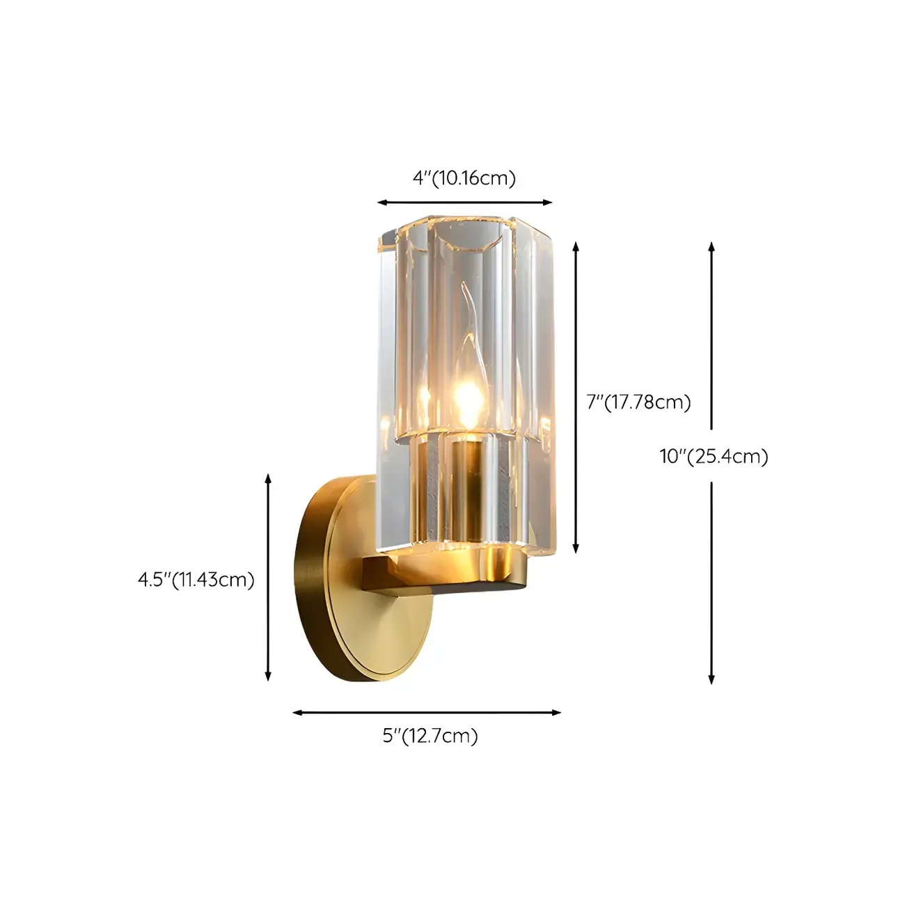 Mini Modern Elegant Gold Up Crystal Cylinder Vanity Light