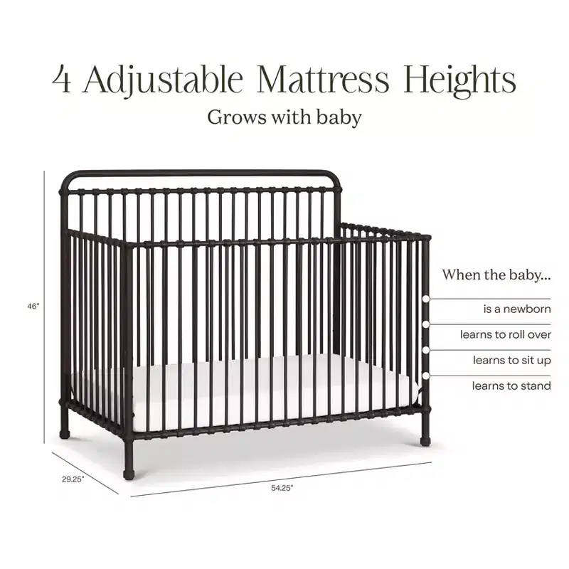 4-in-1 Convertible Metal Crib