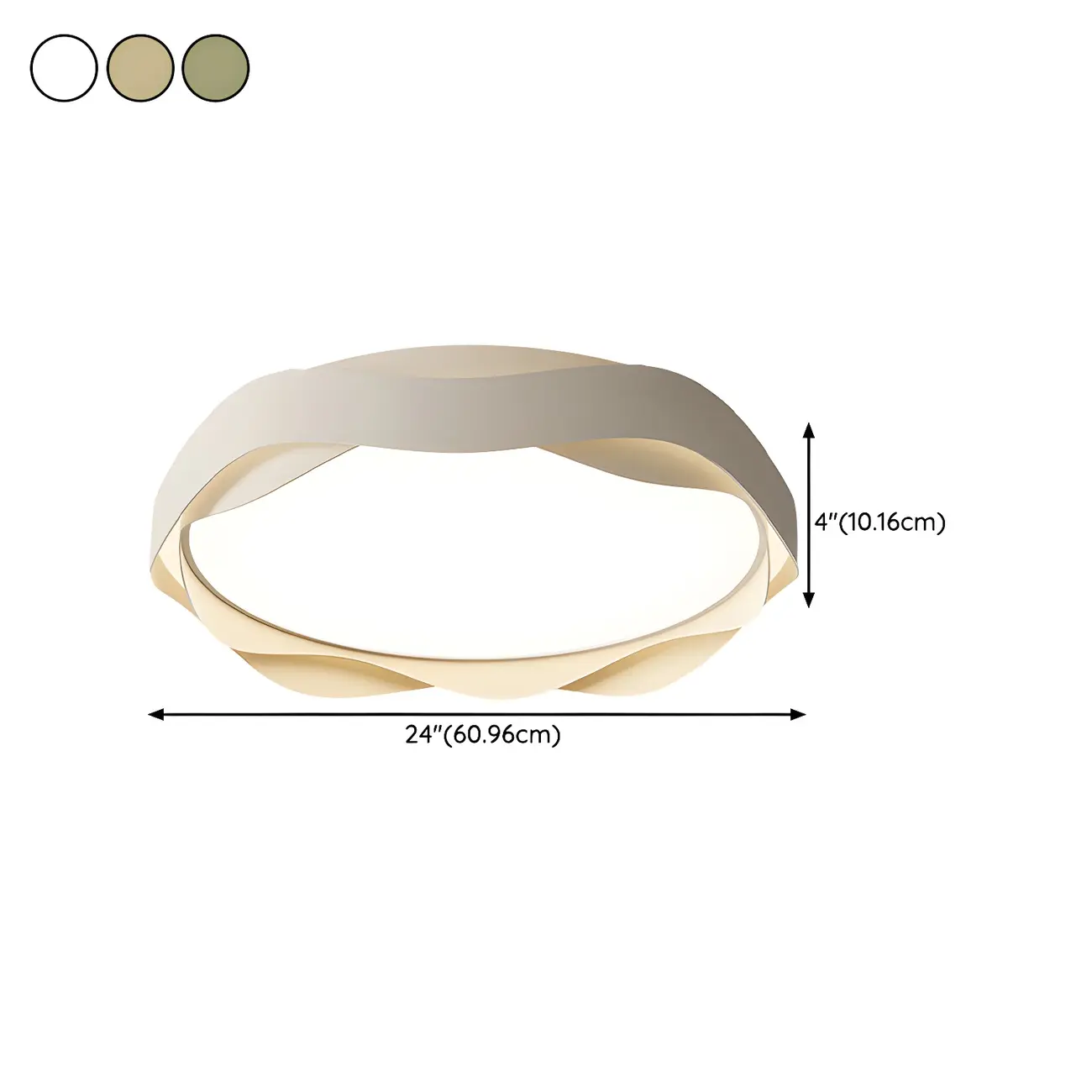 White Art Deco LED 3-Gear Dimming Flush Ceiling Light