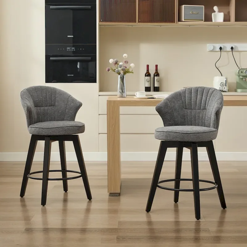 Wing Back Swivel Bar Stools Set of 2 - 25