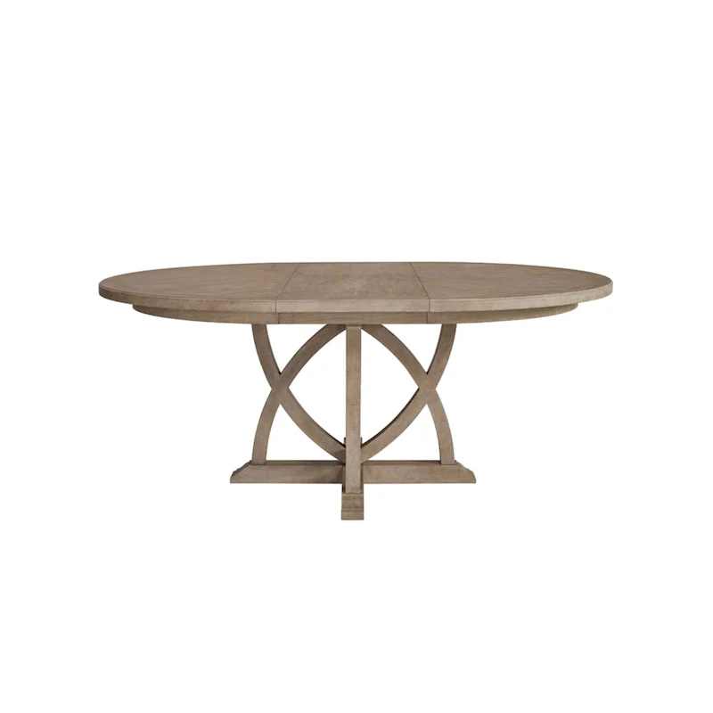 54 Round Expandable Table W/ 4 Chairs and Cement Top Server 6PC