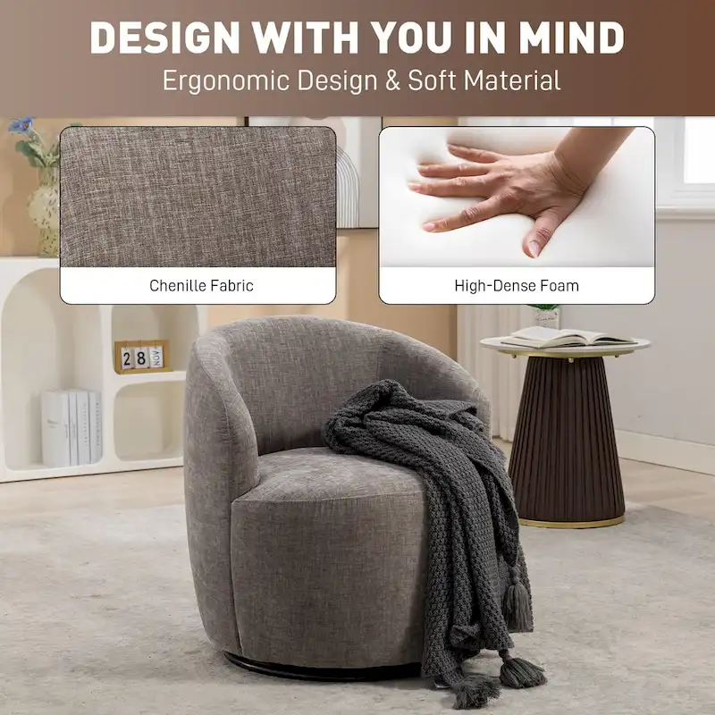 Ouyessir Accent Upholstered Round Velvet 360 Degree Swivel Sofa Chairs