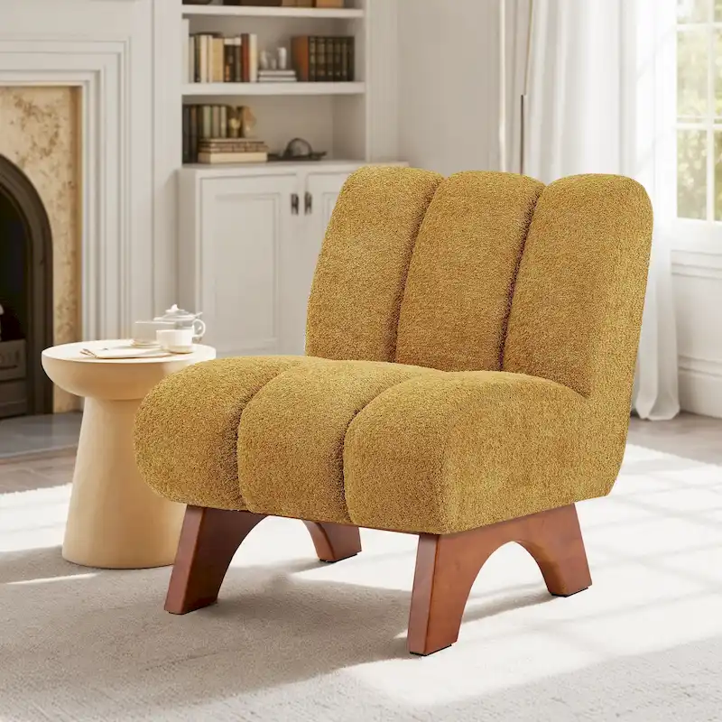 Art Leon Modern Wood and Fabric Accent Sofa Chair