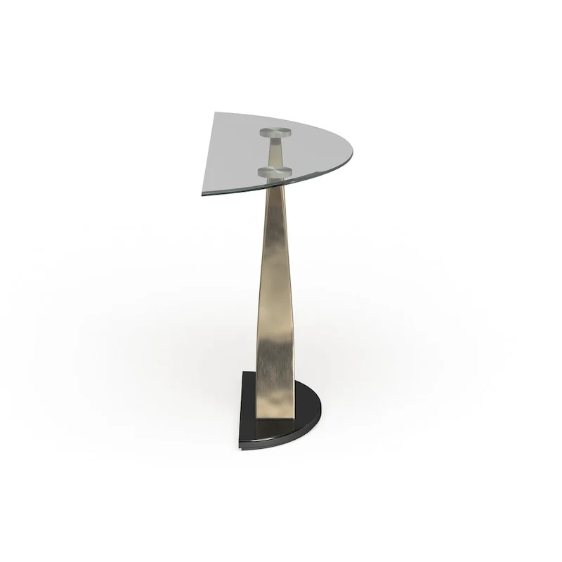 Wuct Modern Silver 46-inch Metal Half-moon Pedestal Sofa Table with Glass Top by