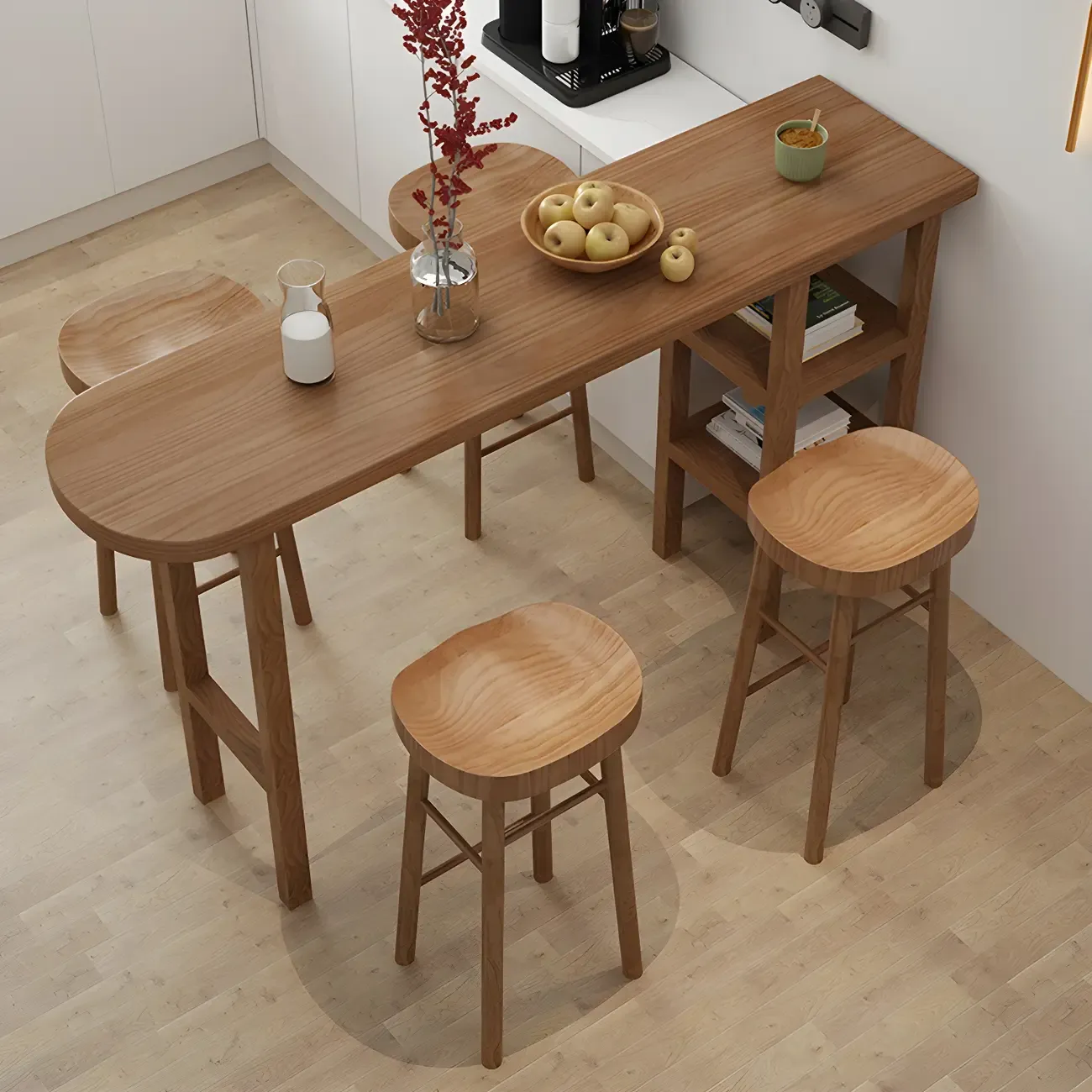 Modern Brown Wood Storage Bar Tables for Dining Room
