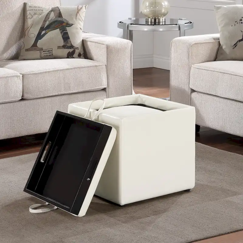 Single Ottoman with Stool and Reversible Tray