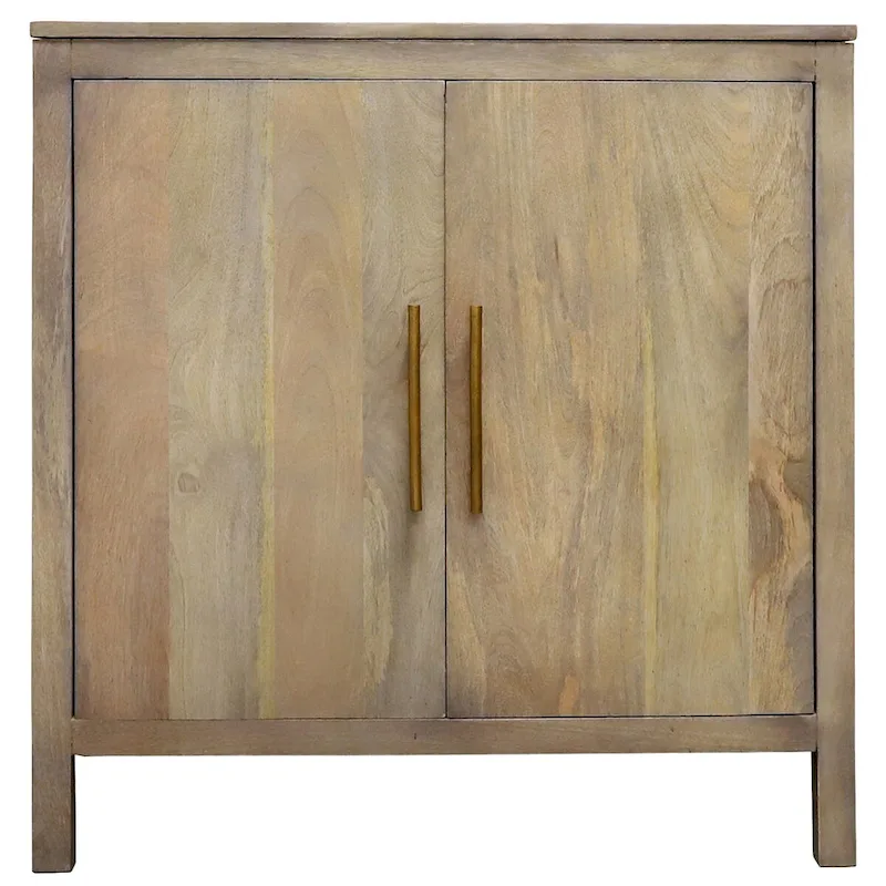 32W 2-door Ash Grey Mango Wood Accent Cabinet