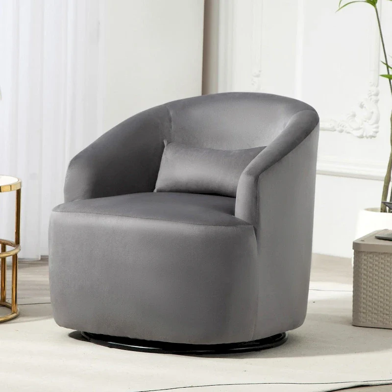 Modern Velvet Upholstered Swivel Accent Chair
