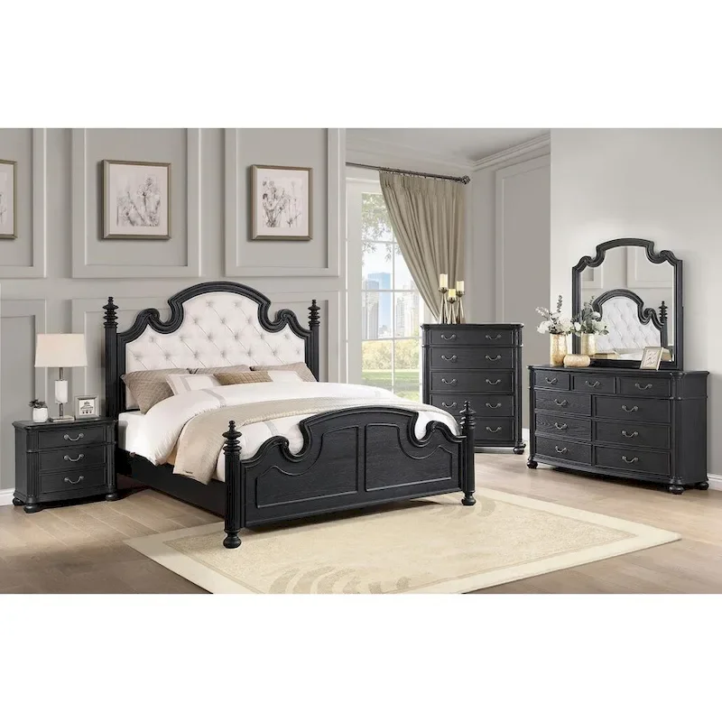 Taylor Black 5-piece Tufted Upholstered Bedroom Set