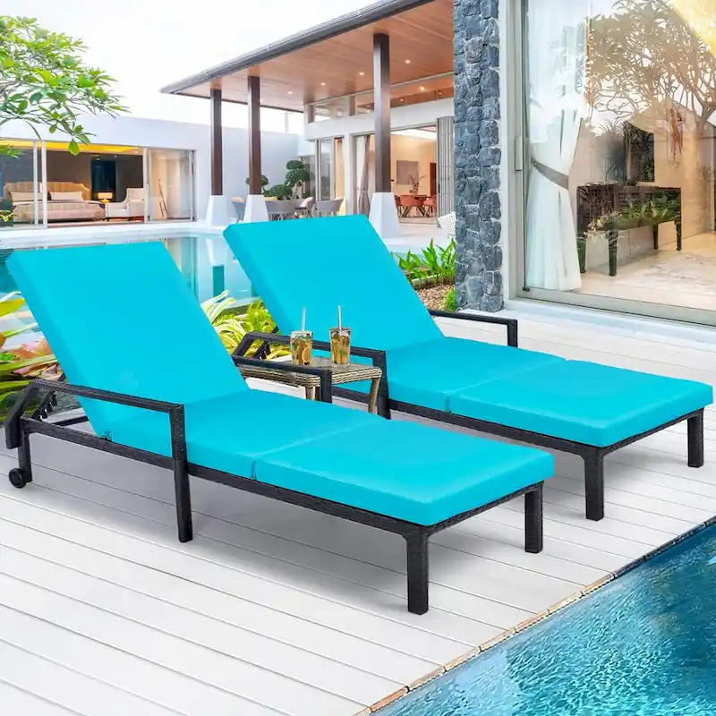 AECOJOY Patio Lounge Chair, Adjustable Poolside Chaise Lounge
