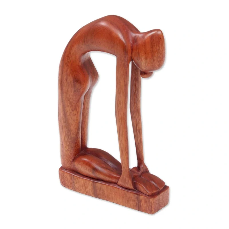 Novica Handmade Camel Pose Wood Sculpture