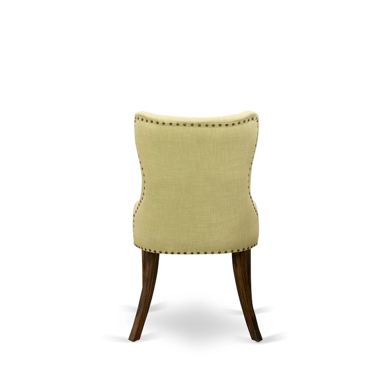 East West Furniture Dining Table Set- a Dining Table & Limelight Linen Fabric Chairs, Distressed Jacobean(Pieces Option)