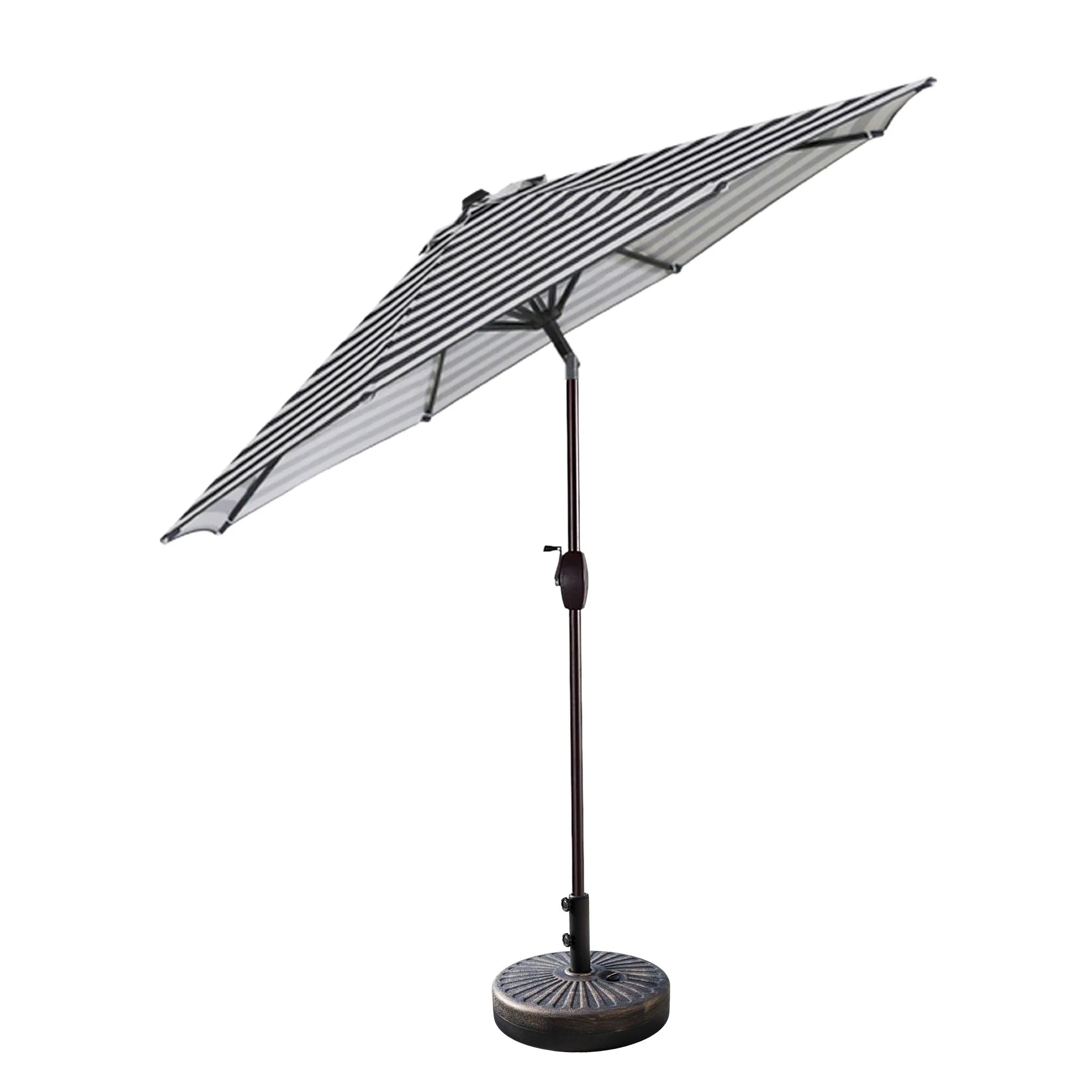 Lopes 9-foot Patio Umbrella with Bronze Finish Base Weight Stand Included