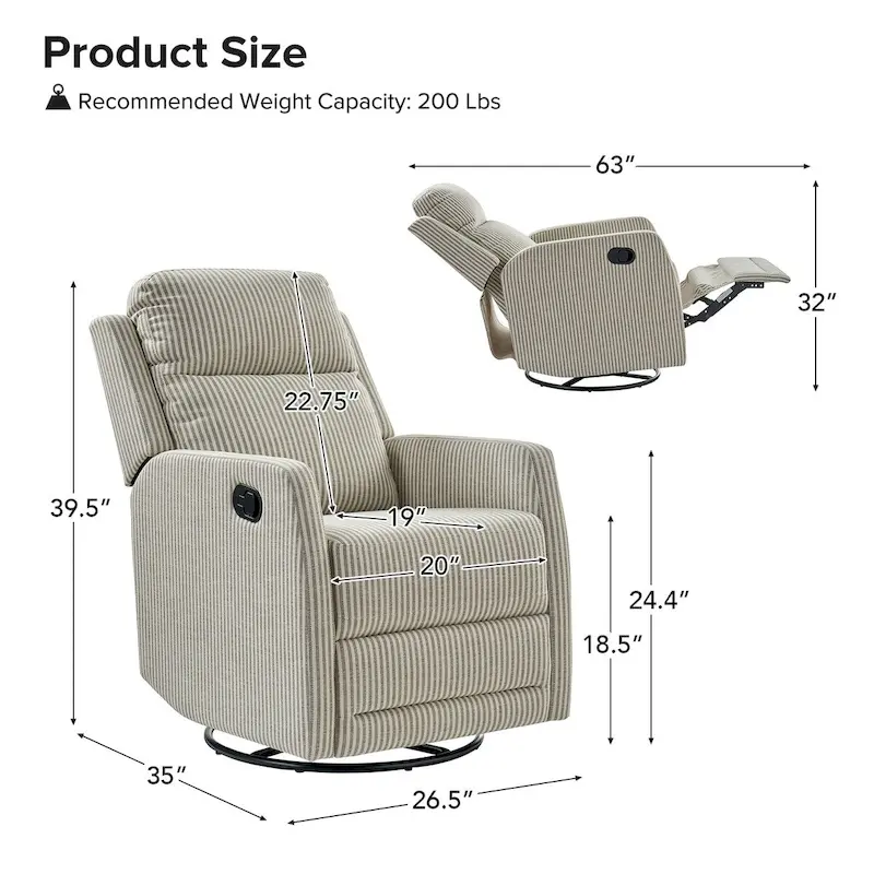 Diana Modern Polyester 360-degree Swivel Rocker Recliner Set of 2 by HULALA HOME