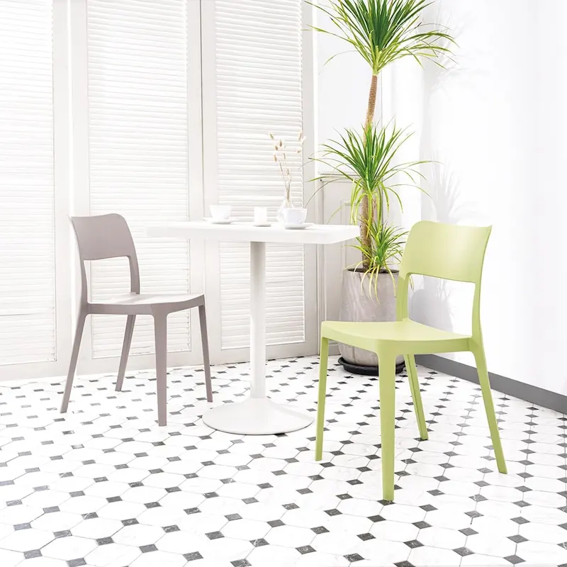 La Vie Resin Stackable All Weather Armless Chair, Set of 2