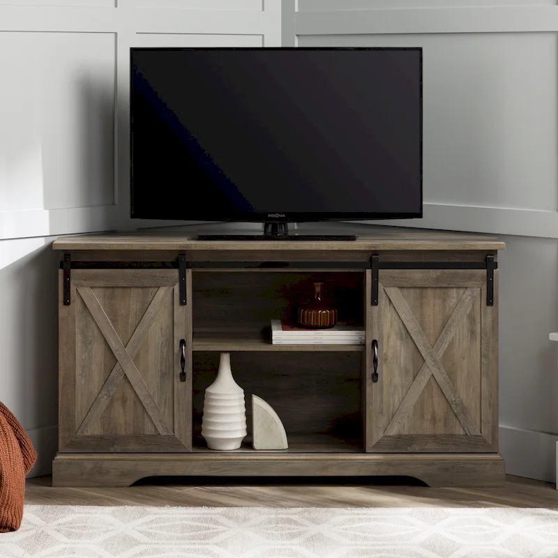 Middlebrook 52-inch Sliding Barn Door Corner TV Stand