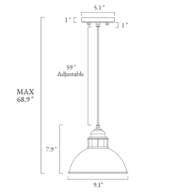 The Gray Barn Farmhouse 1-Light Dome Pendant Industrial Island Lights - D9  x H7.3