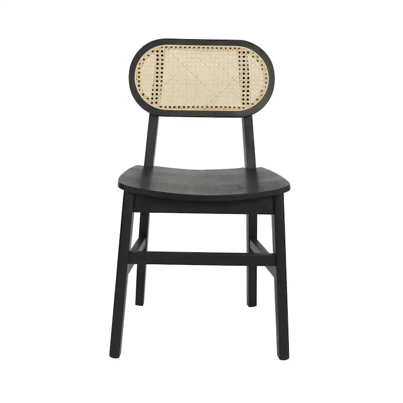 Commercial Cane Rattan Event Chair with Wood Back and Seat