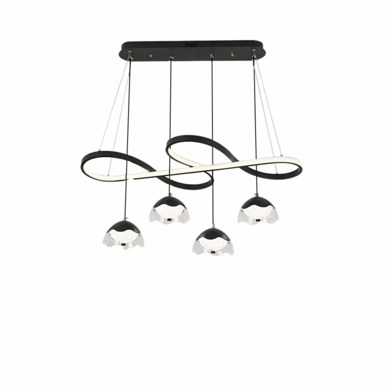 Adjustable 2 Tiers Black Metal 6-Light Dimming Pendant Light