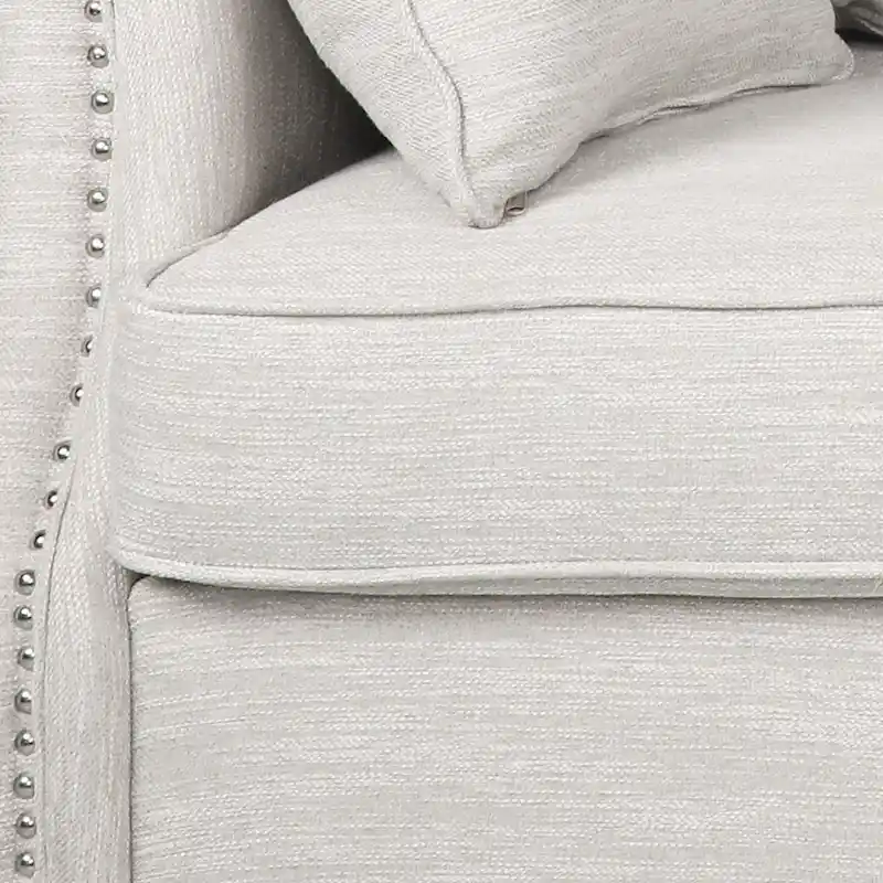 Manbow Fabric Pillowback 3 Seater Sofa with Nailhead Trim by Christopher Knight Home