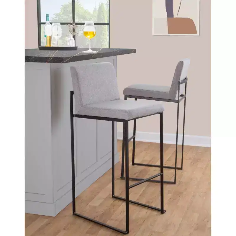 LumiSource Set of 3 Fuji High Back Barstools Fabric