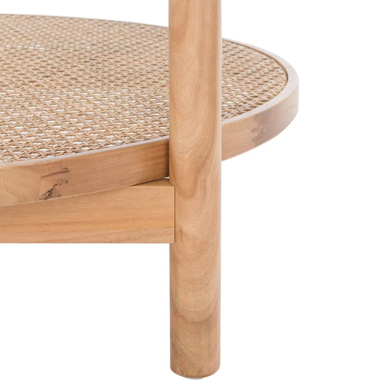 SAFAVIEH Couture Falak 2-Tier Rattan/Glass Coffee Table - 35 In. W x 35 In. D x 18 In. H - 35W x 35D x 18H