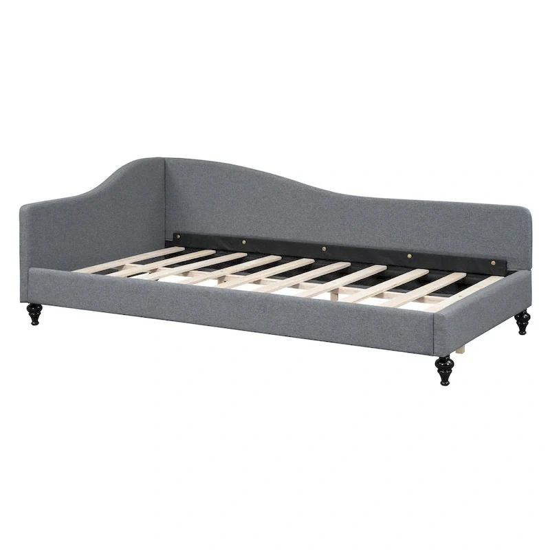 L-Shaped Linen Daybed with Solid Wood Legs