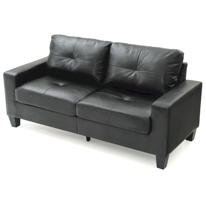 Newbury 71 in. W Flared Arm Faux Leather Straight Sofa - 32L x 71W x 36H