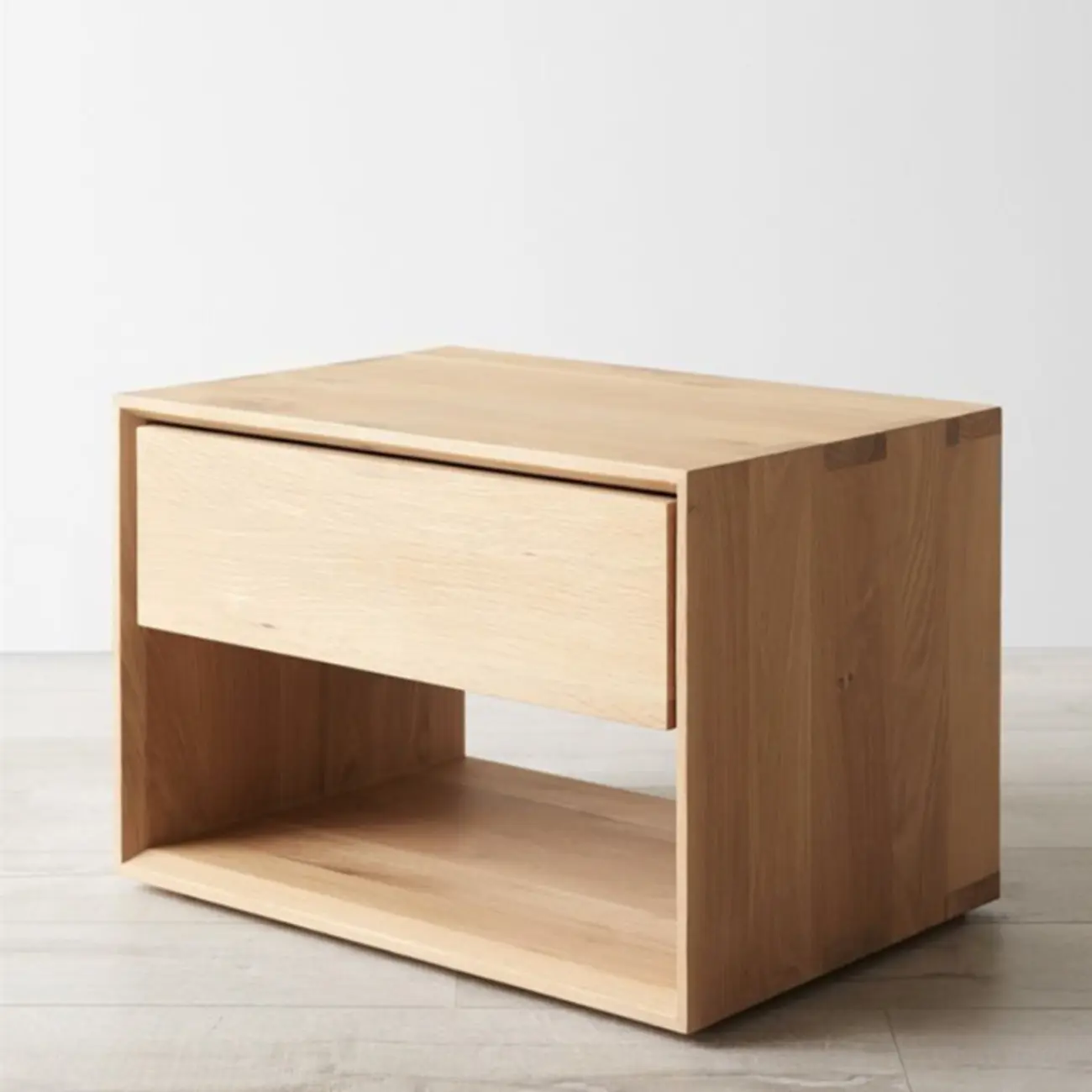 Mid-Century Modern Solid Wood Nightstand with Drawer