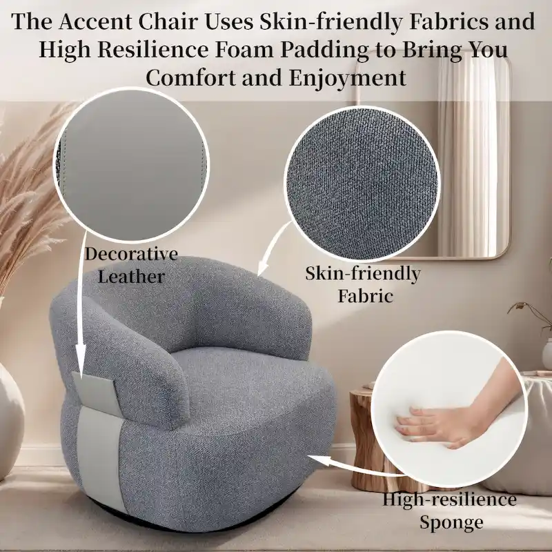 33W 360 Swivel Modern Barrel Chair Accent Chair Set of 2