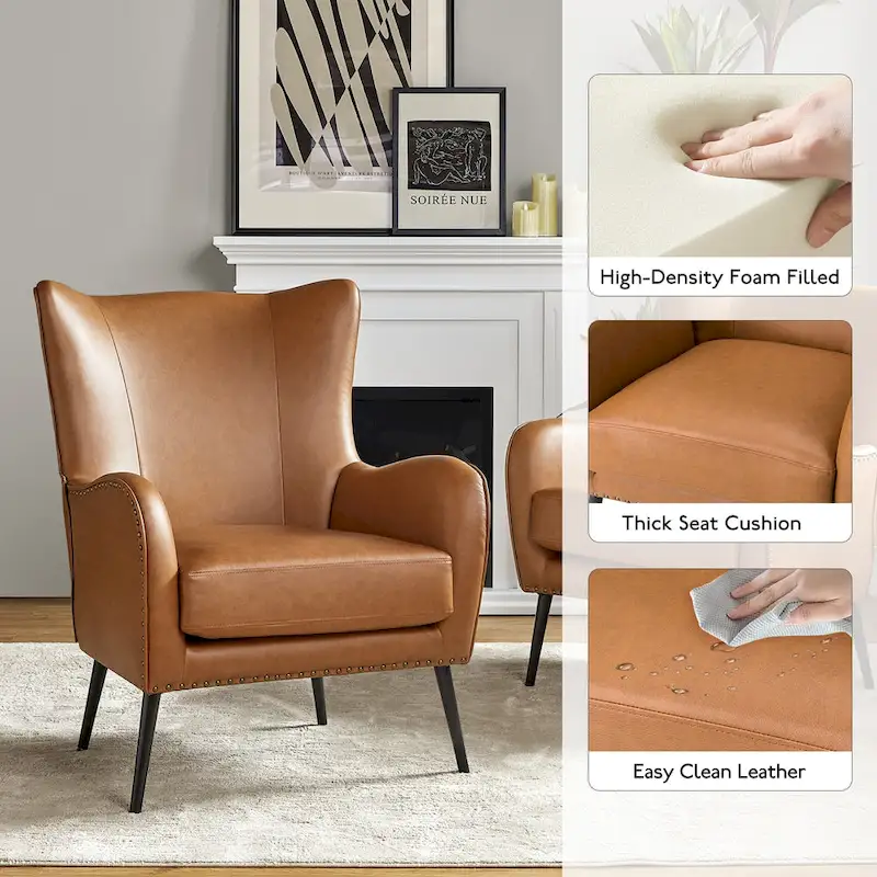 Invidiae Wooden Upholstered Armchair with Metal Legs