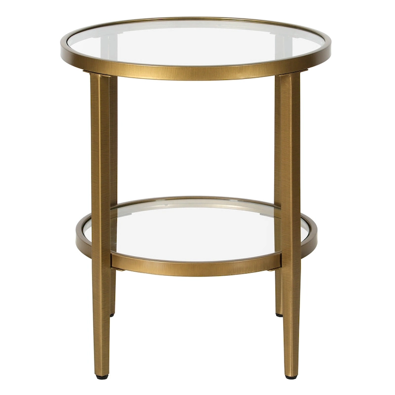 Hera 19.63 Wide Round Side Table with Clear Glass Shelf