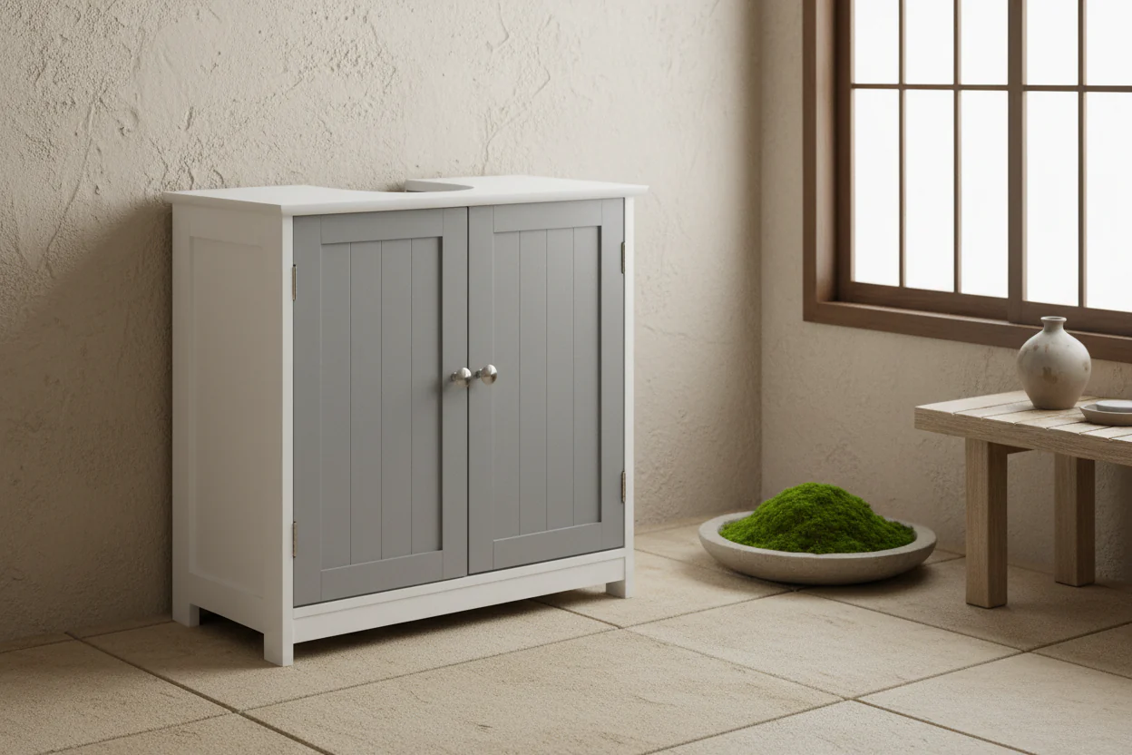 Under Sink Storage Cabinet with Adjustable Shelf - U-Shaped Design