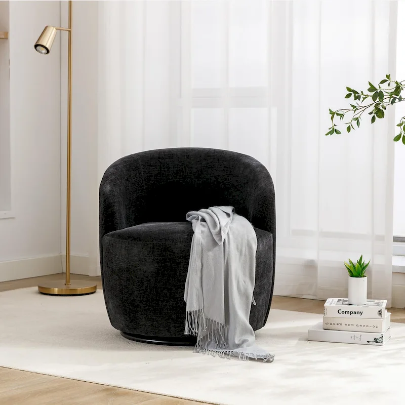 Ouyessir Accent Upholstered Round Velvet 360 Degree Swivel Sofa Chairs