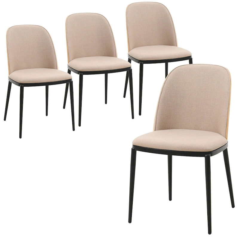Dining Chair with Upholstered Seat Side Chair with MDF Wood Frame in Steel Set of 4