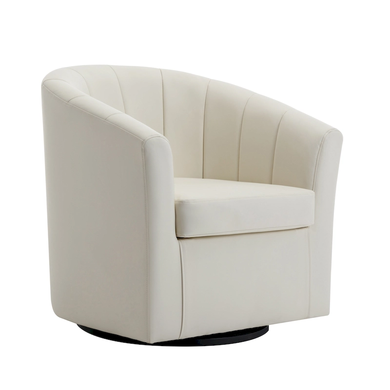 Porthos Home Manon Swivel Faux Leather Barrel Accent Chair with Removable Seat Cushion