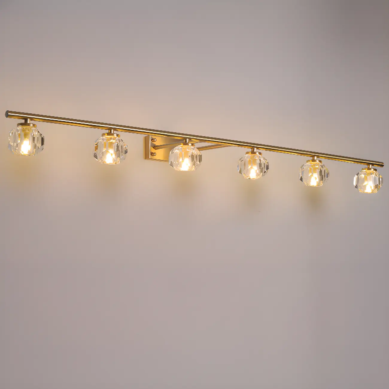 Elegant Linear Globe Brass Crystal Vanity Lights in Multi-Light