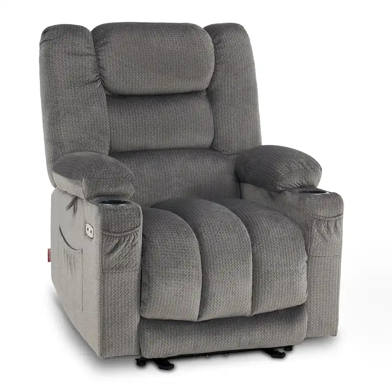MCombo Electric Power Recliner Chair with Heat and Massage, Fabric 6079/PR670