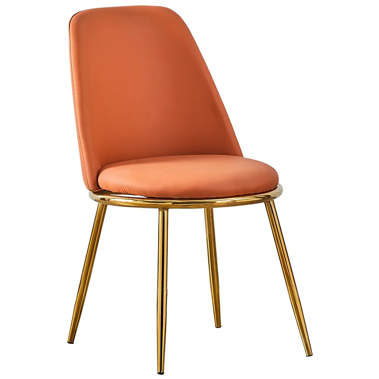 Glam Scandinavian Leather Armless Dining Chairs Metal Frame