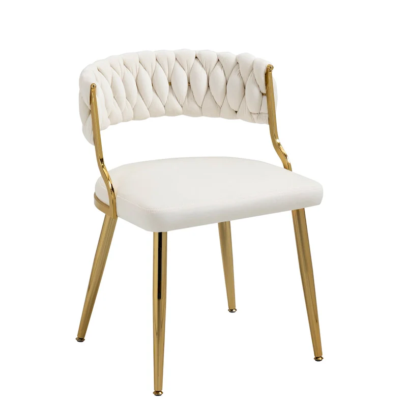 Set of 4 Velvet Dining Chair with Golden Metal Legs