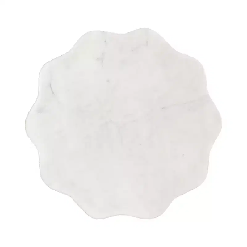 Kate and Laurel Sanzo Scalloped Marble and Metal Drink Table