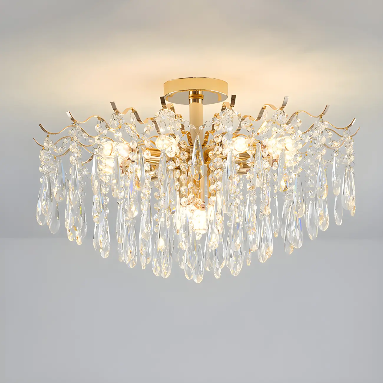 Dining Room Multi-Light Crystal Water Drop Chandelier