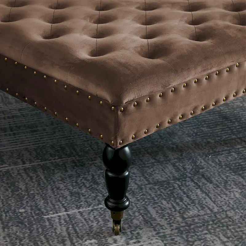 Button-Tufted Round Ottoman – 33 x 33 x 18 Inch