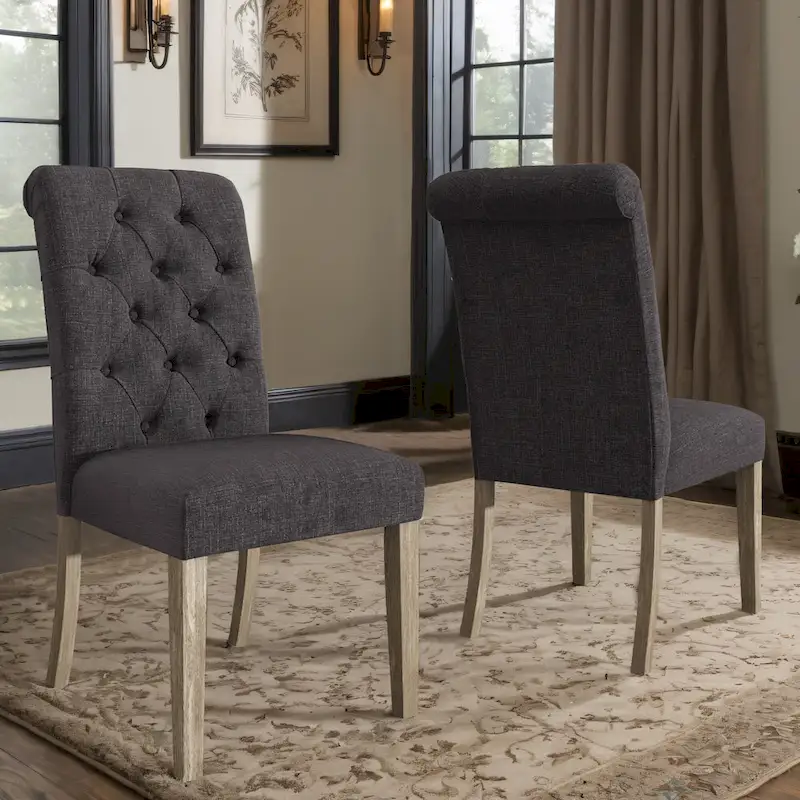Krakova Tufted Rolled Back Parsons Chairs (Set of 2)