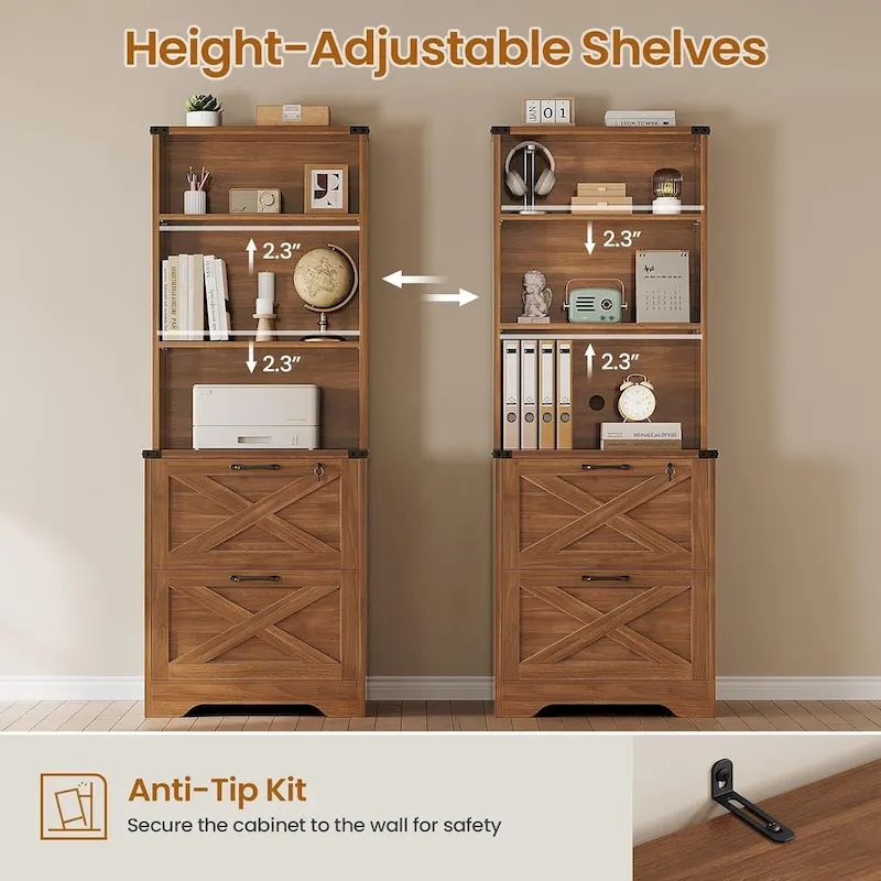 2 Drawer File Cabinet with Lock Hanging File Folders Home Office