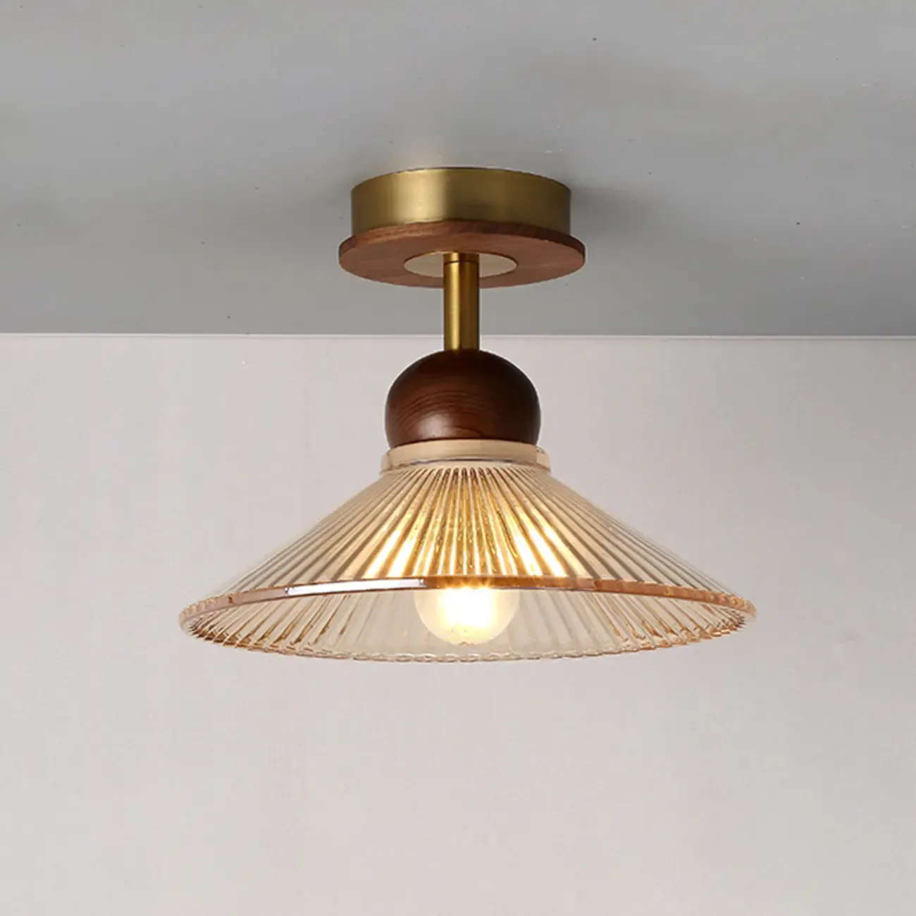 Caramel Gradient Glass Dome Semi Flush Ceiling Light