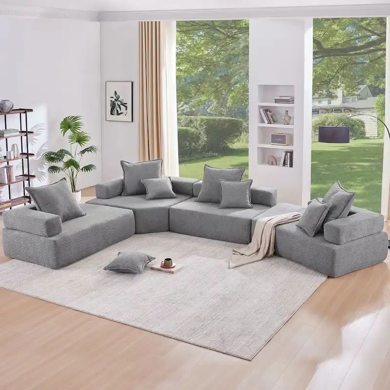 DIY Customization Boucle Upholstered Modular Sectional Sofa