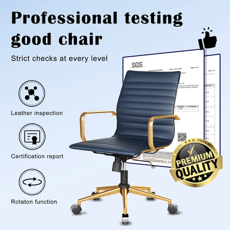 CAROCC Ribbed Computer Office Chair Swivel Lift tilt function Ergonomic Premium Leather Desk Armchair