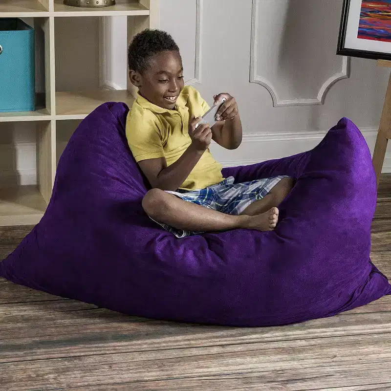 3.5 ft Kids Bean Bag Floor Pillow – Microsuede, Seats 1 (Blueberry / Cherry / Fuchsia / Grape / Lime / Pumpkin)